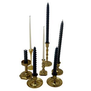 Set of 7 Mismatched Vintage Brass Candlestick Holders Gold Candle Holders Decor